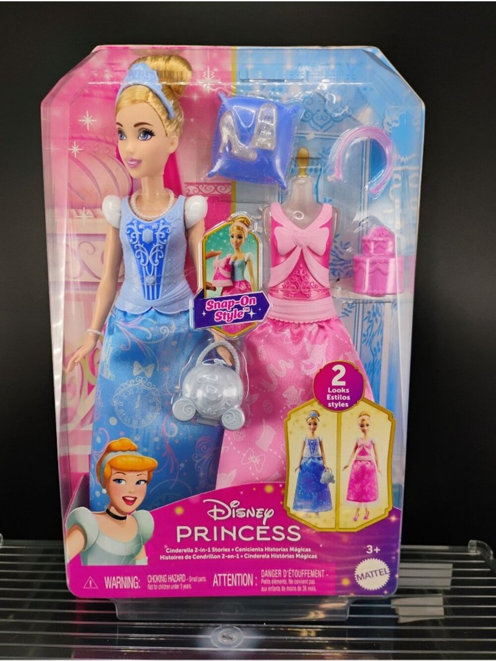 Disney Princess Cinderella Doll Snap-On Style 2-in-1 Outfits Set
